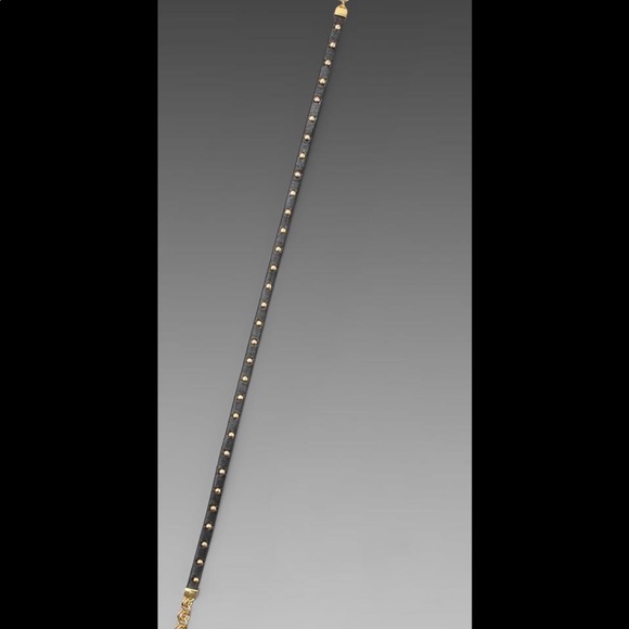 Juicy Couture black leather wrap gold studded bracelet with puff heart charm - Picture 5 of 7